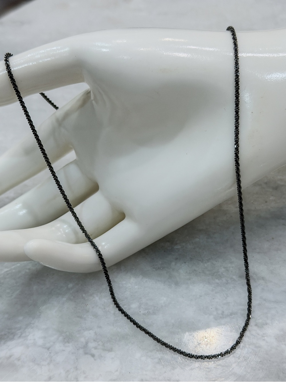 Black Rhodium Sterling Silver Sparkle BOLO Chain Necklace